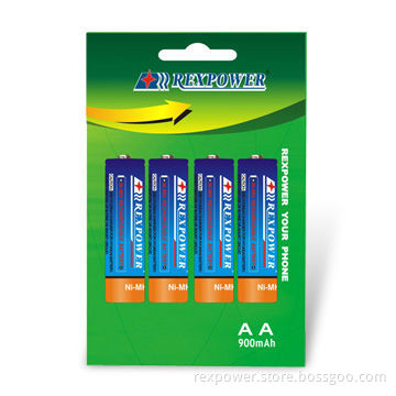NiMH AA Battery with 900mAh Capacity and 1.2V Nominal Voltage